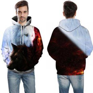 Black & White Wolf Hoodie